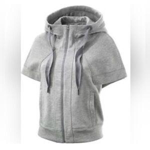 Adidas by Stella McCartney Short Sleeve Zip-Up Hoodie Gray Activewear- Small-EUC